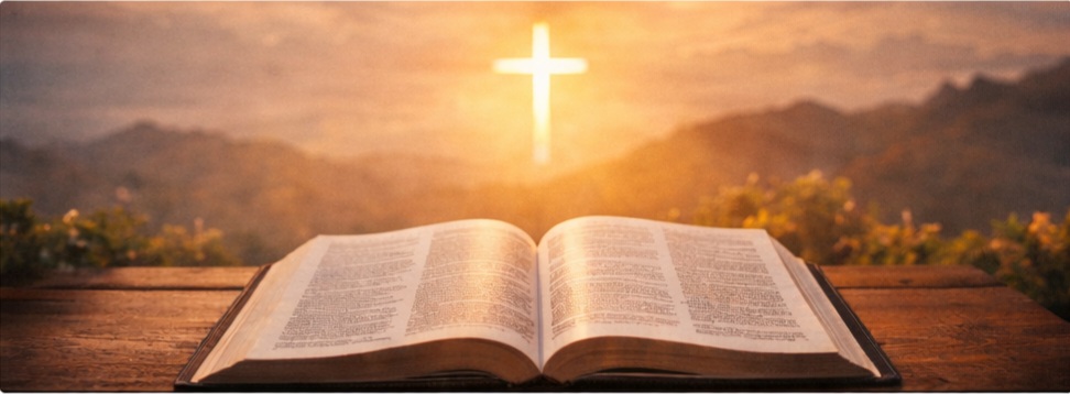 Open Bible with cross